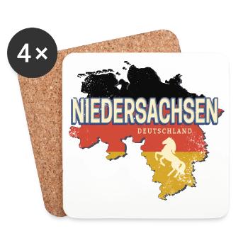 Niedersachsen Deutschland Bundesland Landkarte - Untersetzer (4er-Set) - Weiß - Vorne