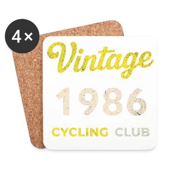 Vintage 1986 – Cycling Club Retro Birth Year - Coasters (set of 4) - white - Front