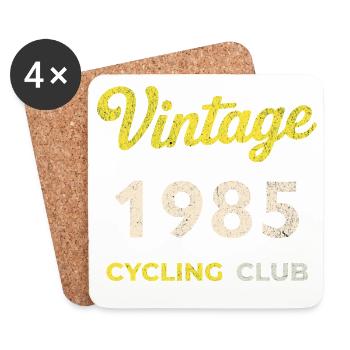 Vintage 1985 – Cycling Club Retro Birth Year - Coasters (set of 4) - white - Front