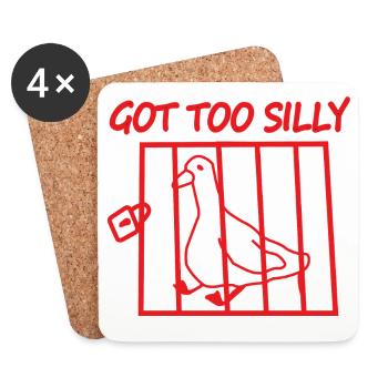 Red Bird in a Cage – Got Too Silly - Coasters (set of 4) - white - Front