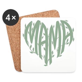 Font nature du cœur de maman - Dessous de verre (lot de 4) - blanc - Devant