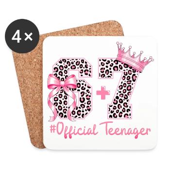13th Birthday Shirt Funny Meme 67 Birthday 13 - Dessous de verre (lot de 4) - blanc - Devant