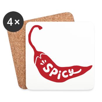 Piment piment épicé minimaliste drôle gourmet - Dessous de verre (lot de 4) - blanc - Devant