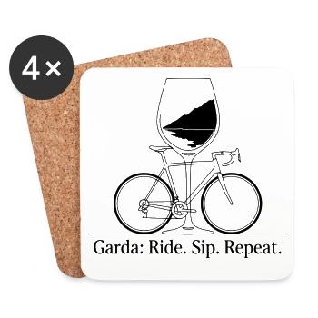 Garda: Ride Sip Repeat Bike & Wine Art - Coasters (set of 4) - white - Front
