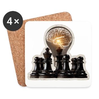 Funny Chess Saying My Brain Plays Chess - Coasters (set of 4) - white - Front