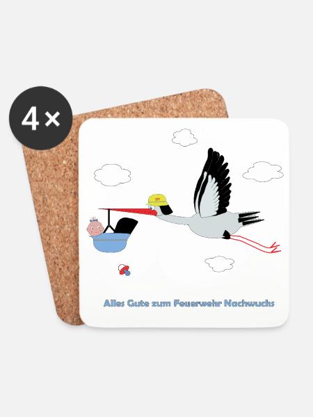 Alle Gute zum Feuerwehrnachwuchs - Buben - Untersetzer (4er-Set) - Weiß