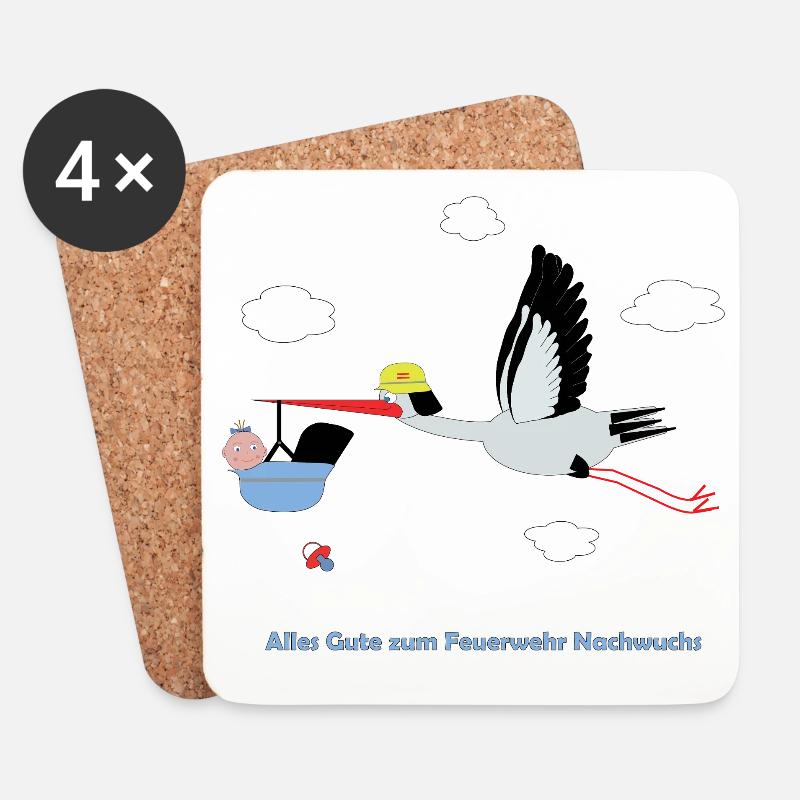 Alle Gute zum Feuerwehrnachwuchs - Buben - Untersetzer (4er-Set) - Weiß