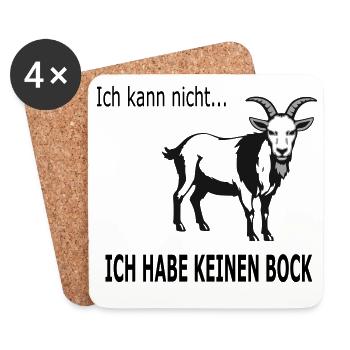 Bergziege Linienkunst Silhouette, Hab keinen Bock - Untersetzer (4er-Set) - Weiß - Vorne