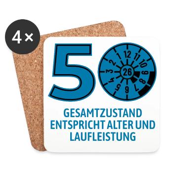 HU April 2026 - 50 Jahre - Geburtstag Geschenk - Untersetzer (4er-Set) - Weiß - Vorne