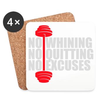 No Whining No Quitting No Excuses Gym Motivation - Untersetzer (4er-Set) - Weiß - Vorne
