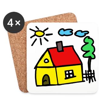 Constructeurs de maisons de rêve de la maison de la cabane - Dessous de verre (lot de 4) - blanc - Devant