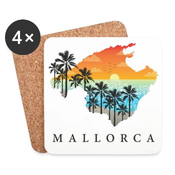 Mallorca Sonnenuntergang Palmen Silhouette - Coasters (set of 4) - white - Front