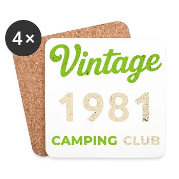 Vintage 1981 – Camping Club Retro Birth Year - Coasters (set of 4) - white - Front