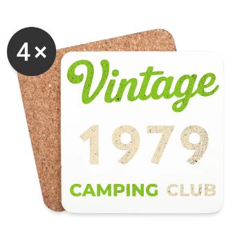 Vintage 1979 – Camping Club Retro Birth Year - Coasters (set of 4) - white - Front