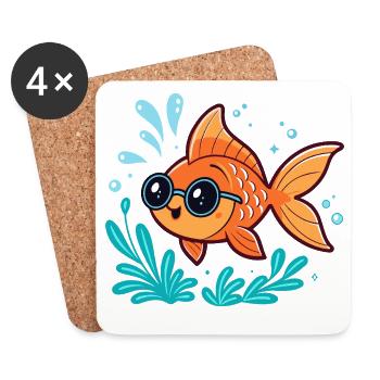 Orange Fish Aquatic Scope - Coasters (set of 4) - white - Front