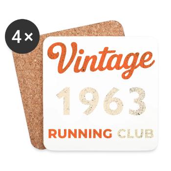 Vintage 1963 Running Club Birthday Gift Idea - Coasters (set of 4) - white - Front