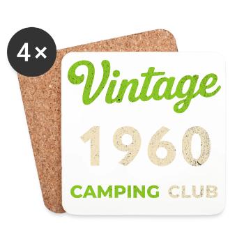 Vintage 1960 – Année de naissance rétro du Camping Club - Dessous de verre (lot de 4) - blanc - Devant