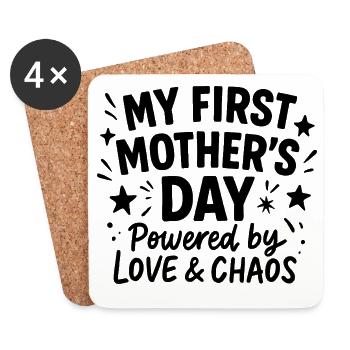 Erster Muttertag Humor Mama Geschenkidee Familie - Untersetzer (4er-Set) - Weiß - Vorne