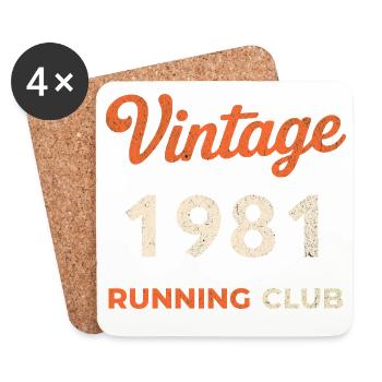 Vintage 1981 Running Club Geburtstag Geschenkidee - Untersetzer (4er-Set) - Weiß - Vorne