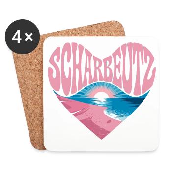  Scharbeutz Herz Ostsee Strand Sonnenuntergang - Untersetzer (4er-Set) - Weiß - Vorne