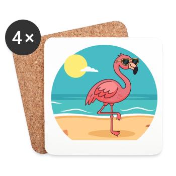 Bronzage de flamants roses n°2 - Dessous de verre (lot de 4) - blanc - Devant