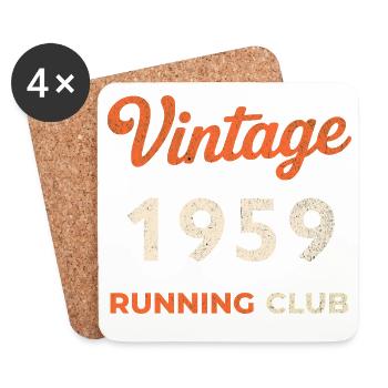 Vintage 1959 Running Club Birthday Gift Idea - Coasters (set of 4) - white - Front
