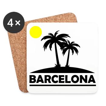 Plage de Barcelone - Dessous de verre (lot de 4) - blanc - Devant