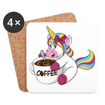 Licorne au Café - Dessous de verre (lot de 4) - blanc - Devant