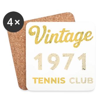 Cadeau d’anniversaire rétro vintage du Tennis Club de 1971 - Dessous de verre (lot de 4) - blanc - Devant