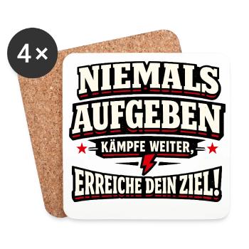 Niemals aufgeben Motivation für große Ziele - Untersetzer (4er-Set) - Weiß - Vorne