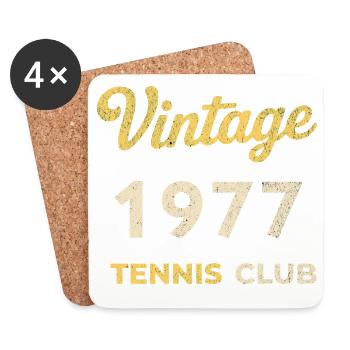 Cadeau d’anniversaire rétro vintage du Tennis Club 1977 - Dessous de verre (lot de 4) - blanc - Devant