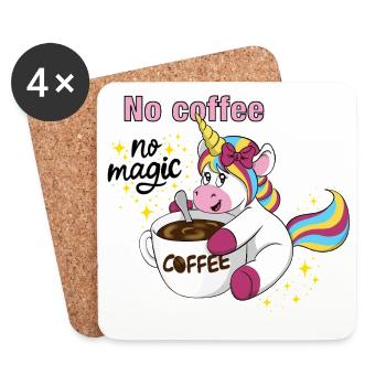 Licorne de café sans café sans magie - Dessous de verre (lot de 4) - blanc - Devant