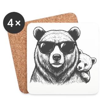 Bears dad with baby - Coasters (set of 4) - white - Front