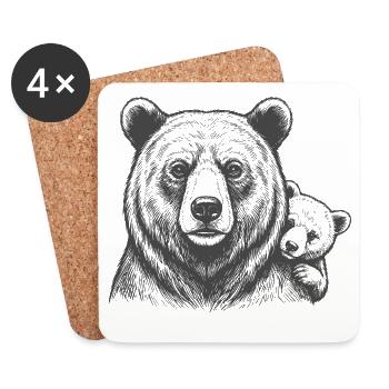 Bears Dad and Baby - Coasters (set of 4) - white - Front
