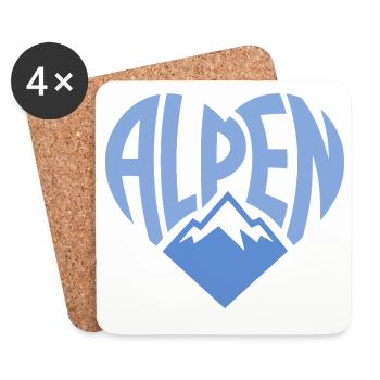 Alpenherz Mountain Badge - Coasters (set of 4) - white - Front