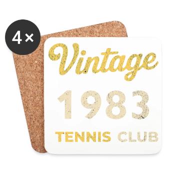 Vintage 1983 Tennis Club Retro Birthday Gift - Coasters (set of 4) - white - Front