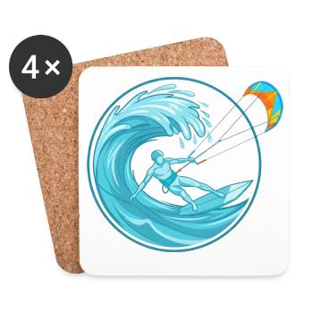 Kitesurfing Ocean Wave - Extreme Water Sports - Coasters (set of 4) - white - Front