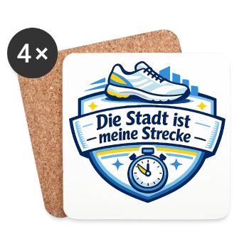 Stadtlauf Sticker Meine Strecke - Untersetzer (4er-Set) - Weiß - Vorne