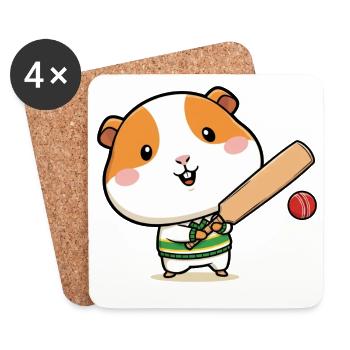 Cute Cricket Guinea Pig Cartoon - Coasters (set of 4) - white - Front