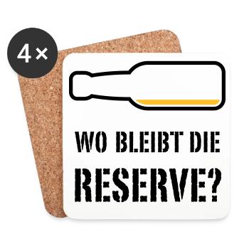 Wo Bleibt Die Reserve? (Bier / Bierchen / POS 2C) - Untersetzer (4er-Set) - Weiß - Vorne