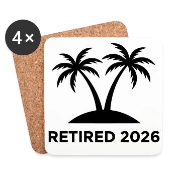Retired 2026 Rente Insel Logo - Untersetzer (4er-Set) - Weiß - Vorne
