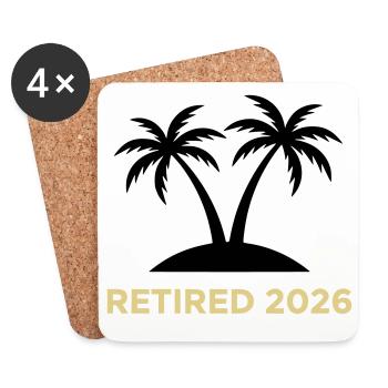 Logo des palmiers de pension retraite 2026 - Dessous de verre (lot de 4) - blanc - Devant