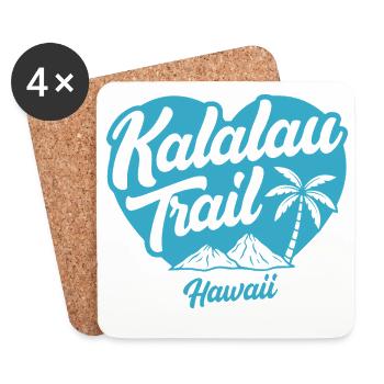 Logo tropical du sentier Kalalau Hawaii - Dessous de verre (lot de 4) - blanc - Devant