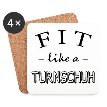 Fitness, Spruch Gym, Fit like a Turnschuh - Untersetzer (4er-Set) - Weiß - Vorne