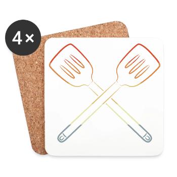Slotted Spoon Drawing - Coasters (set of 4) - white - Front