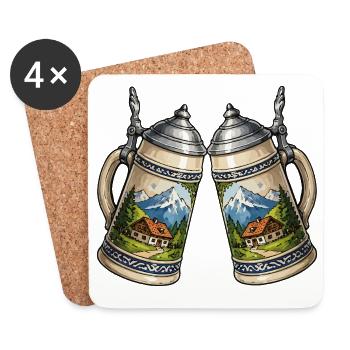 Alpine Panorama Beer Mugs Beer - Coasters (set of 4) - white - Front