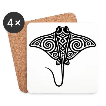 Raie maorie - Dessous de verre (lot de 4) - blanc - Devant