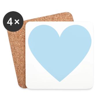 Pastel blue heart motif minimalist look - Coasters (set of 4) - white - Front