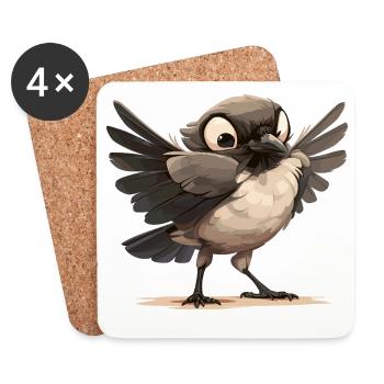 Pies Magpie - Dessous de verre (lot de 4) - blanc - Devant