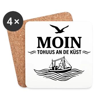 Moin to huus an de küst platt plattdütsch - Dessous de verre (lot de 4) - blanc - Devant